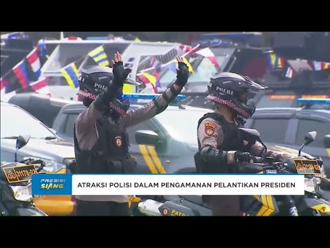 ATRAKSI POLISI KAWAL ROMBONGAN VIP DALAM APEL PENGAMANAN PELANTIKAN PRESIDEN