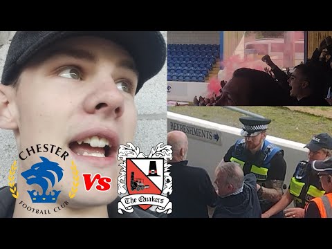 SCENES IN AWAY END, POLICE KICK FANS OUT, PYROS + MORE | Chester vs Darlington