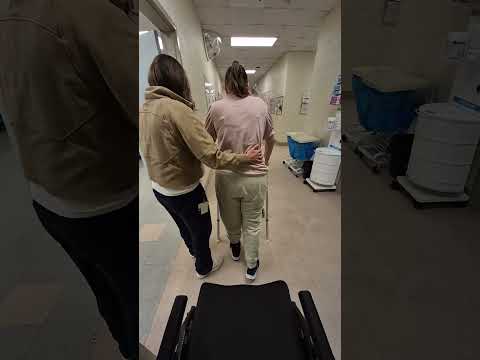 Quadriplegic first day back in physio using walker after nerve transfer surgeries in my arm. BSS SCI