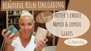 GLAZE KILN UNLOADING - LAYERING AMACO'S POTTER'S CHOICE, MAYCO AND COYOTE GLAZES HD 1080p
