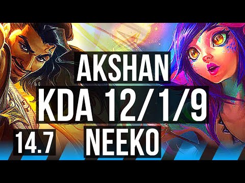 AKSHAN vs NEEKO (MID) | 12/1/9, 2500+ games, Legendary | EUW Master | 14.7