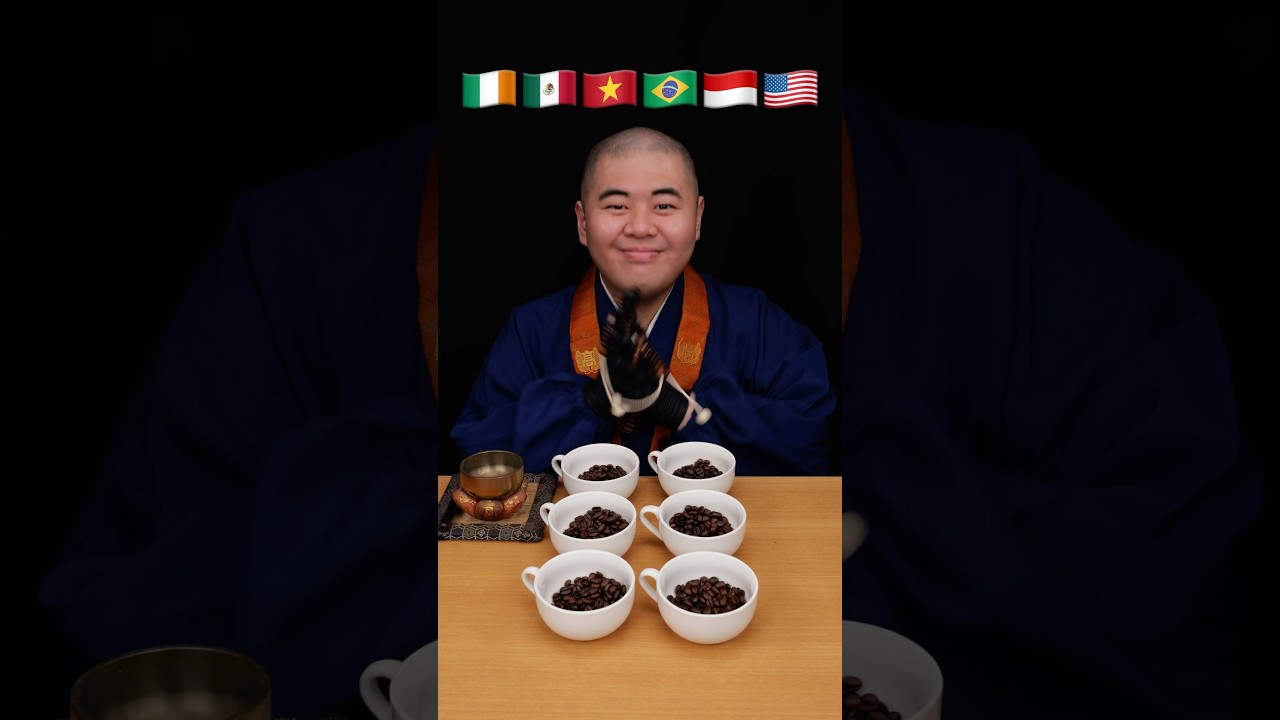 ☕️Monk Taste Tests Coffee fromAround the World #僧侶 #monk  #asmr  #muckbang #tastetest