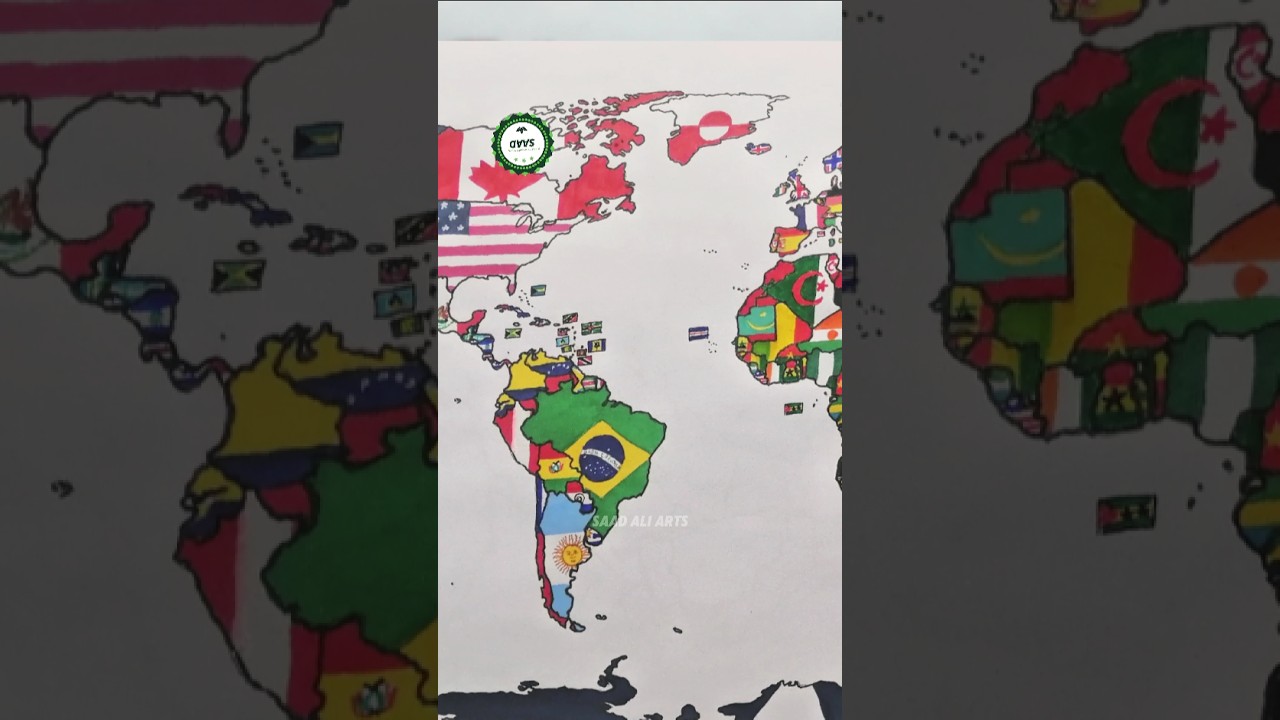 all 7 continents flag map drawing | Continents song
