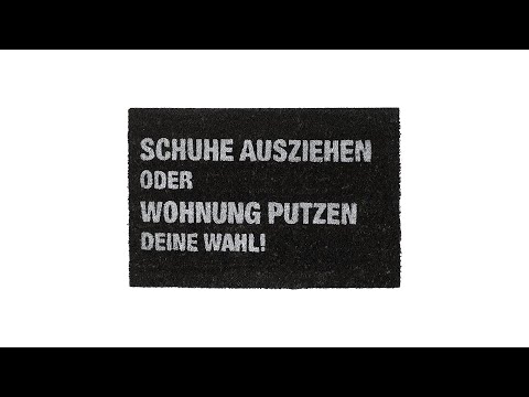 Paillasson en coco "Wohnung putzen" Noir - Blanc - Fibres naturelles - Matière plastique - 60 x 2 x 40 cm