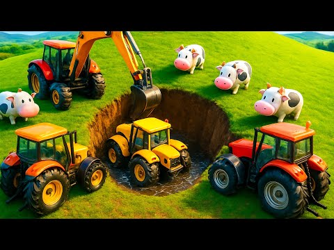 Farm Works: Tractor Rescue from Deep Mud Pit! 🚜💦 | Farm Simulator 2025