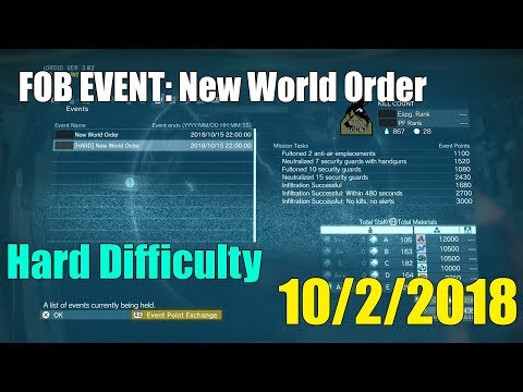 Metal Gear Solid V- FOB Event [New World Order] October 3rd HARD, Guide