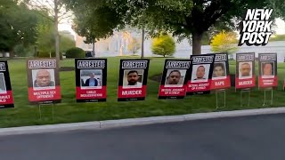 White House fills lawn with mugshot-style posters of arrested illegal migrants