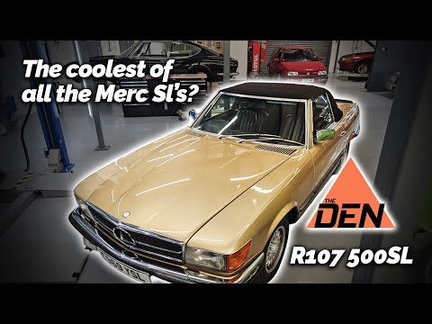 Mercedes 500SL in for maintenance at The Den