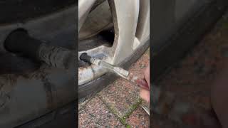 Remove rusty metal dust cap from your tyre valve easy fix