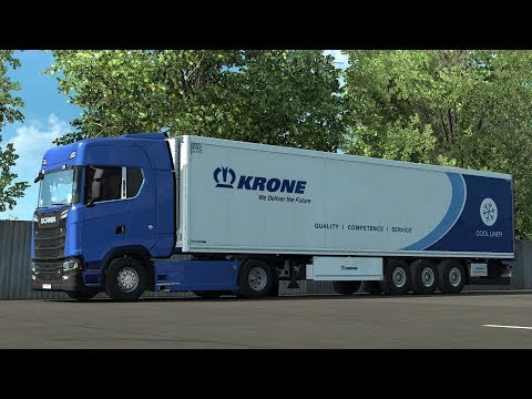 ETS 2 1.32 - SCANIA S520 V8 + Krone Cool Liner - Trip: Helsingborg - Erfurt