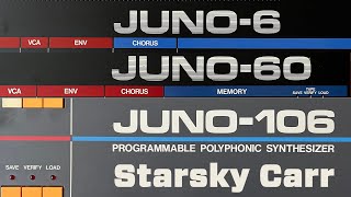 Video thumbnail for Nothing but LOVE for the JUNOs // Juno 106 vs Juno 60 vs Juno 6 by Starsky Carr