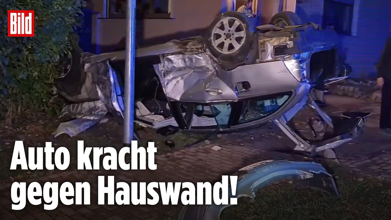 Großeinsatz in Brandenburg: Fahrer verliert Kontrolle! Auto überschlägt sich im Vorgarten