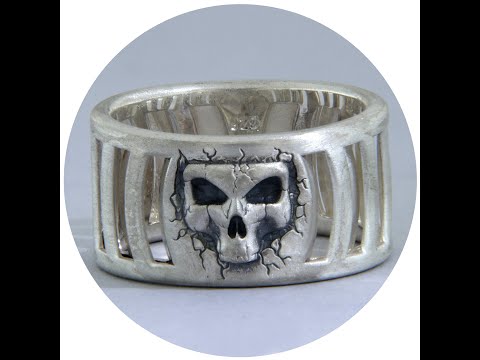 Inel Barbatesc Argint 925 Sculptat Craniu Prison Break - Design Rebel