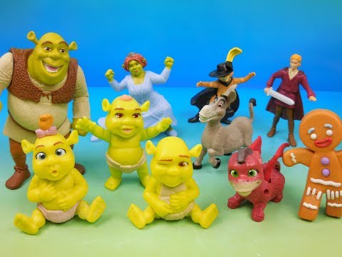 2007 SHREK THE THIRD FULL SET OF 10 McDONALDS HAPPY MEAL COLLECTION FIGURES VIDEO REVIEW