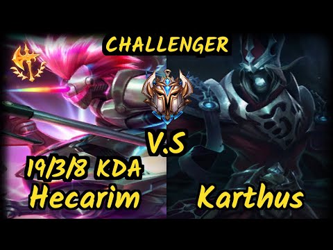 Tarzaned (HECARIM) vs KARTHUS - 19/3/8 KDA JUNGLE CHALLENGER GAMEPLAY - NA