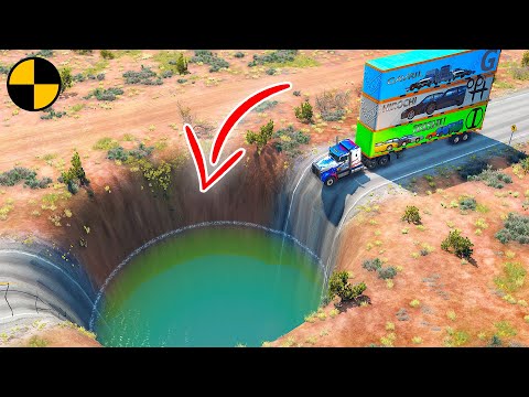 Cars vs Huge Potholes 😱 BeamNG.Drive