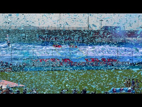 "BANDERA GIGANTE (4K) - Recibimiento Hinchada Sporting Cristal - Estadio Alberto Gallardo 21-04-24" Barra: Extremo Celeste • Club: Sporting Cristal • País: Peru
