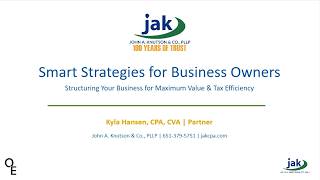 Owners Edge Webinar: Smart (Tax & Value) Strategies for Business Owners with Kyla Hansen, CPA, CVA