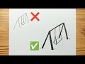 How To Drawing KIDS SWING Easy