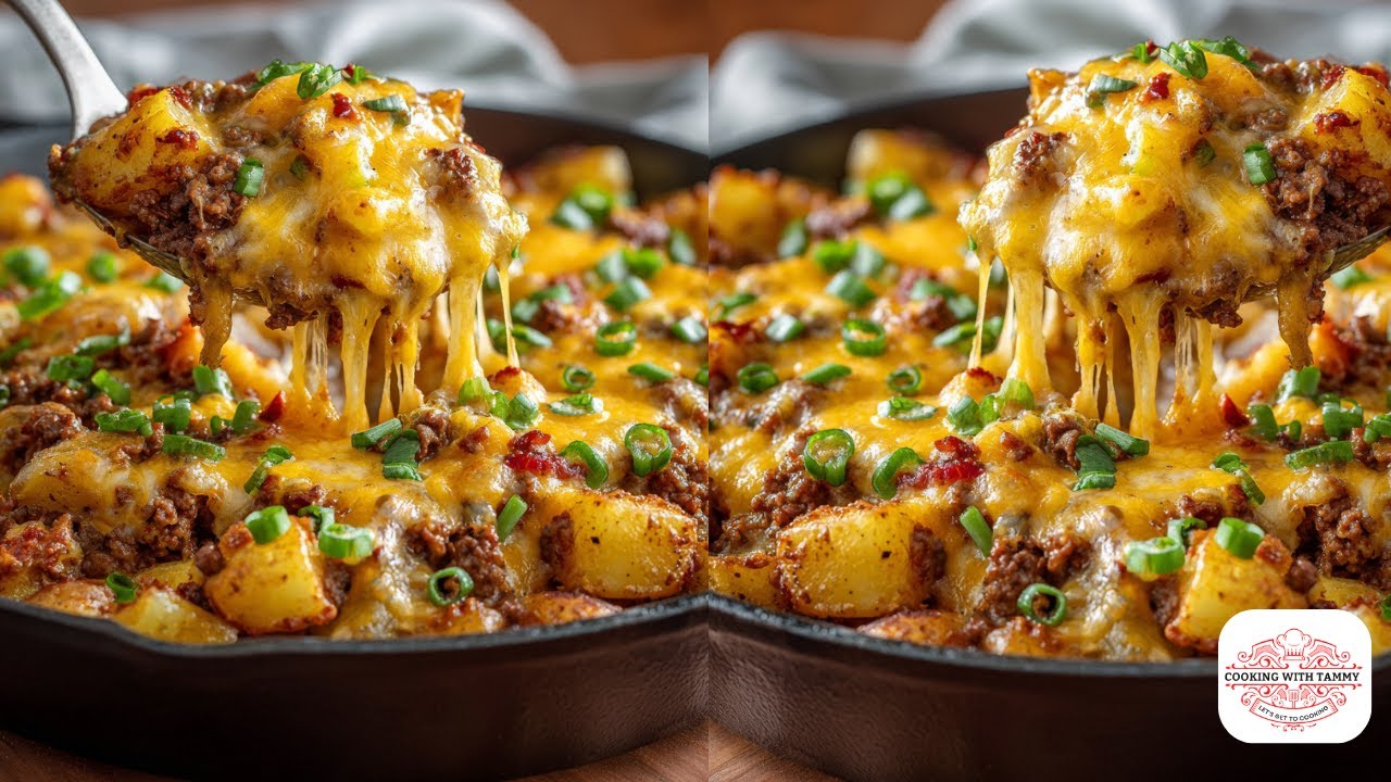 Beefy Cheesy Taco Potato Casserole Recipe   4K