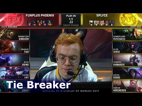 FPX vs SPY - tie breaker | Day 5 S9 LoL Worlds 2019 Group Stage | FunPlus Phoenix vs Splyce