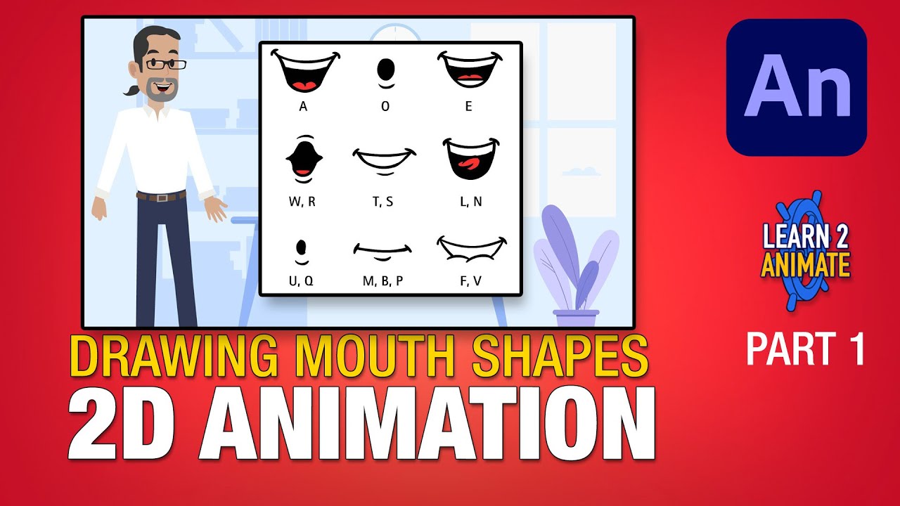 How to animate a Lip Sync animation in Adobe Animate CC, Drawing the Mouth Shapes - Part 1