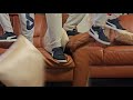 Jumping On Leather Couch And Pillows With Sneakers