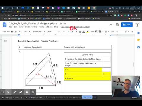 How to calculate volume of a triangular prism V = Bh