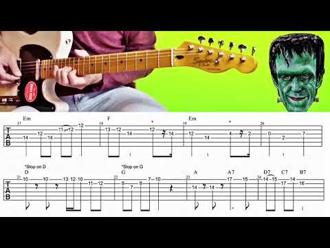 "The Munsters Theme" (60s) for Surf Guitar + TABS (Jack Marshall) Lesson / Tutorial