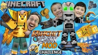 MINECRAFT Ratchet & Clank Lucky Block Challenge Mod! (4-Round Battle w/ FGTEEV Duddy, Chase & Mike)