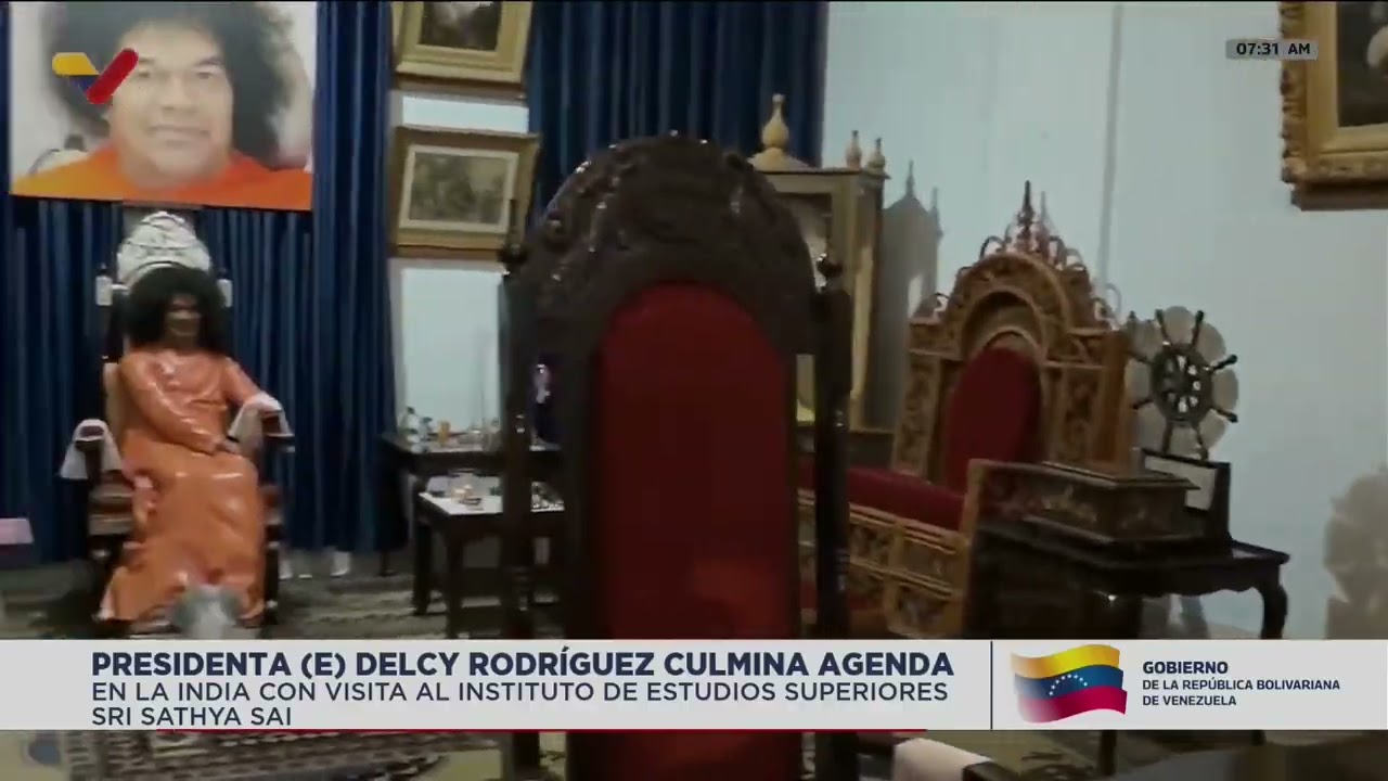 Delcy Rodríguez visita Instituto de Estudios Superiores Sri Sathya Sai en India, 7 junio 2026