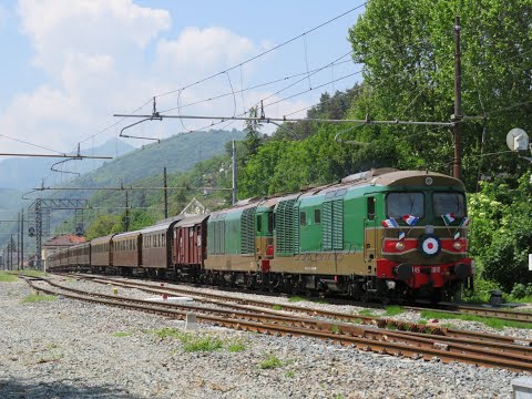 treno storico biancheri da ventimiglia a cuneo via breil in transito a borgo San dalmazzo