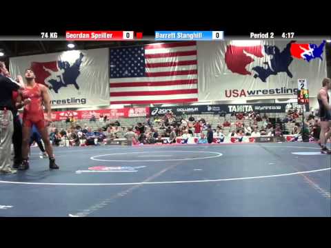 Geordan Speiller vs. Barrett Stanghill at 2013 Junior Nationals - FILA - GR