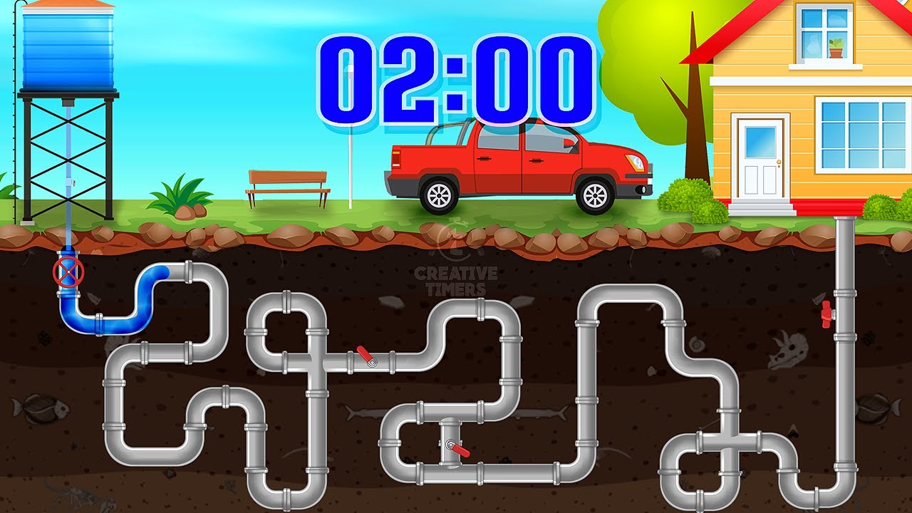 2 MINUTE Timer - PIPE MAZE Classroom Countdown With Music