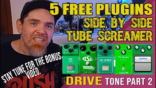 Video thumbnail for 5 FREE TUBE SCREAMER GUITAR PLUGINS COMPARED SIDE BY SIDE - DRIVE TONE (PART 2)  - SUBTITLES EN/PT by MusicComp