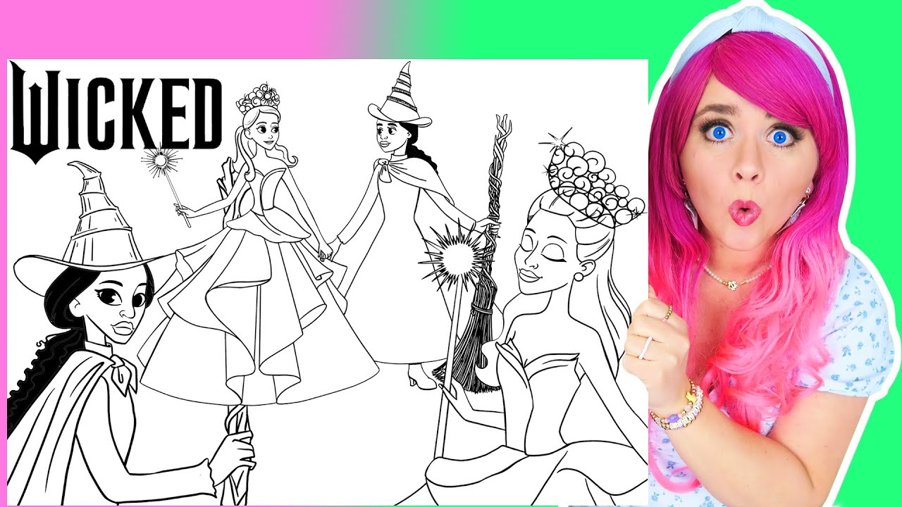 Coloring Wicked Glinda & Elphaba Coloring Pages | Wicked Movie Characters Coloring Videos