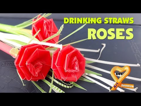 🌻Cute drinking straw rose flower tutorial - How to Make roses with straws