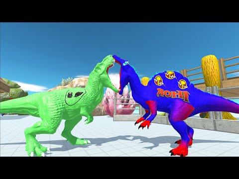 ALIEN T-REX VS FLASH COLOSSAL SQUID DEATH RUN CORAL BEACH - Animal Revolt Battle Simulator