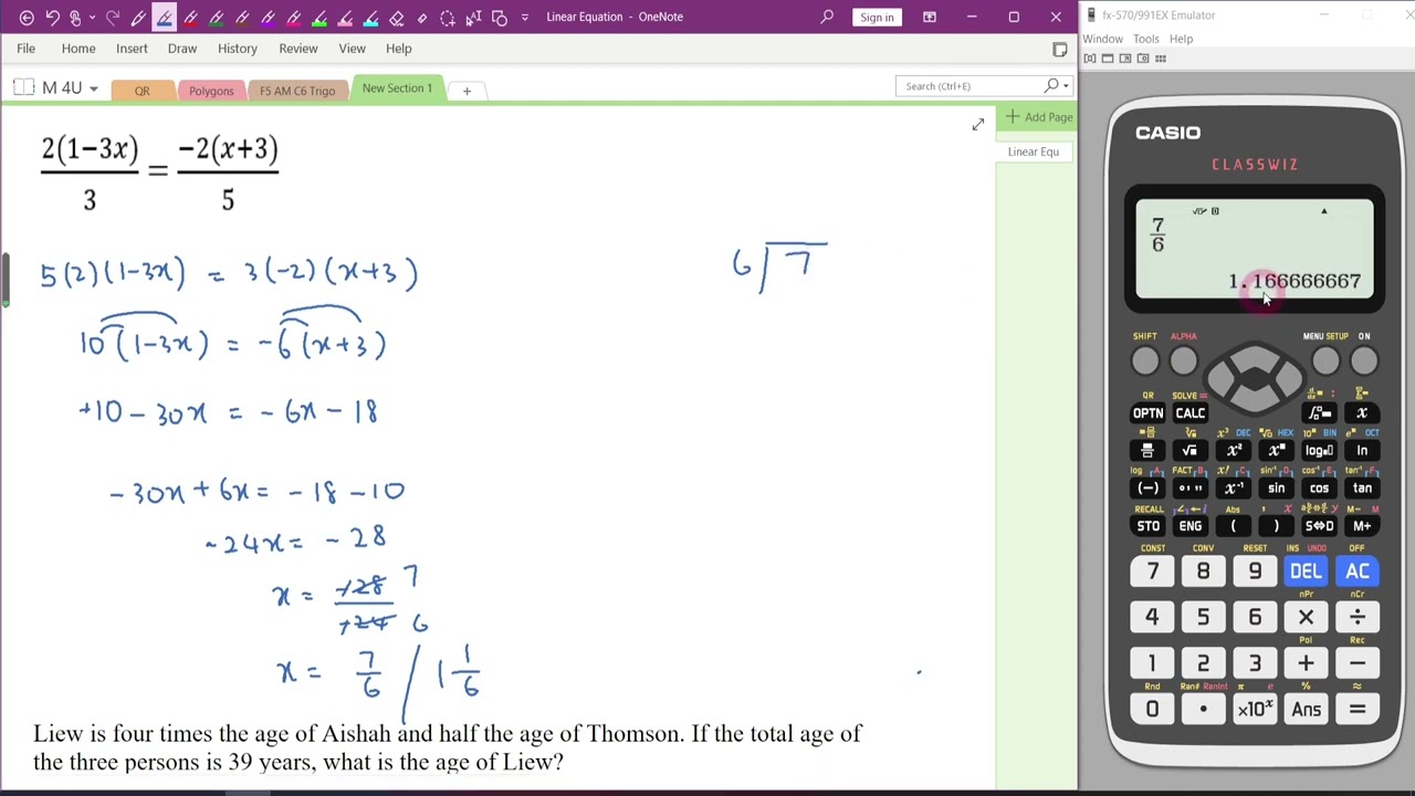 Calculator Guide (Linear Equations)