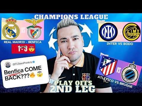 CHAMPIONS LEAGUE PlayOffs *LEG 2* PREDICTIONS & TIPs| REAL MADRID vs BENFICA & ATLETICO vs BRUGGE