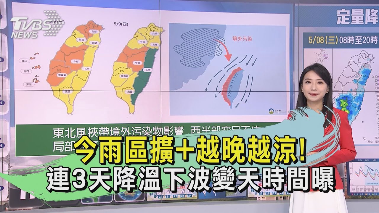 今雨區擴+越晚越涼! 連3天降溫下波變天時間曝