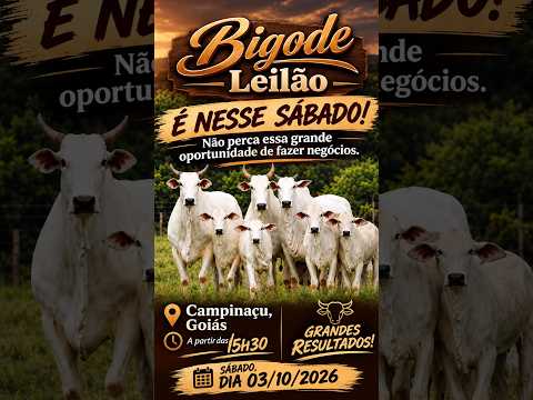 LEILÃO DE GADO DE CORTE - BIGODE LEILÕES CAMPINAÇU - GO - 03/10/2026