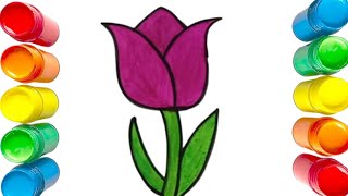 Beautiful Tulip Flower Drawing | Easy & Colorful Flower Art for Kids