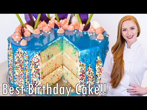 How to Make the Best Birthday Cake Recipe!! With Confetti Cake & Vanilla Buttercream!