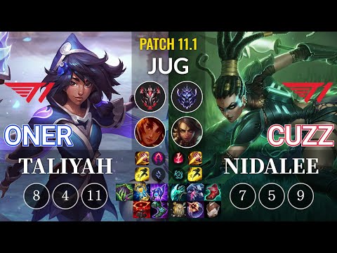 T1 Oner Taliyah vs T1 Cuzz Nidalee Jungle - KR Patch 11.1