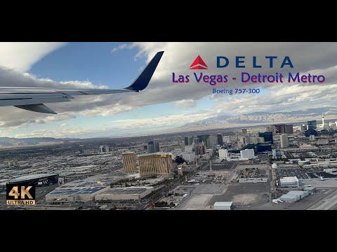 Delta Air Lines; Las Vegas to Detroit - 4K