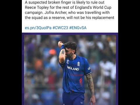 Reece Topley likely to be out of World Cup #reecetopley #jofraarcher #worldcup2023 Espncricinfo #cwc
