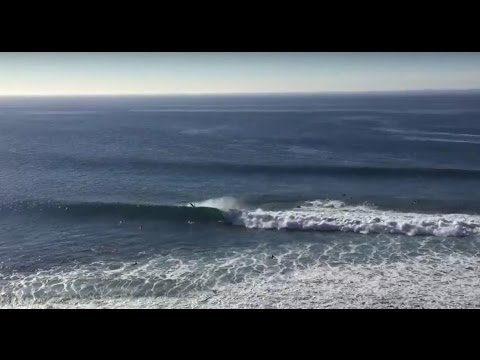 Overhead view of solid waves at Point Dume