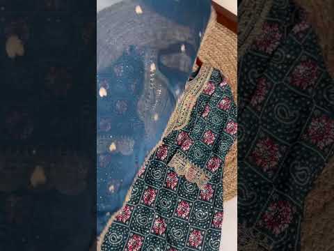 Teal Stylish Rayon Printed Suit Set with Embroidered Organza Dupatta – Stitched Top & Bottom