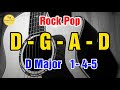 D Major 1 4 5 Rock Pop Backing Track For Guitar